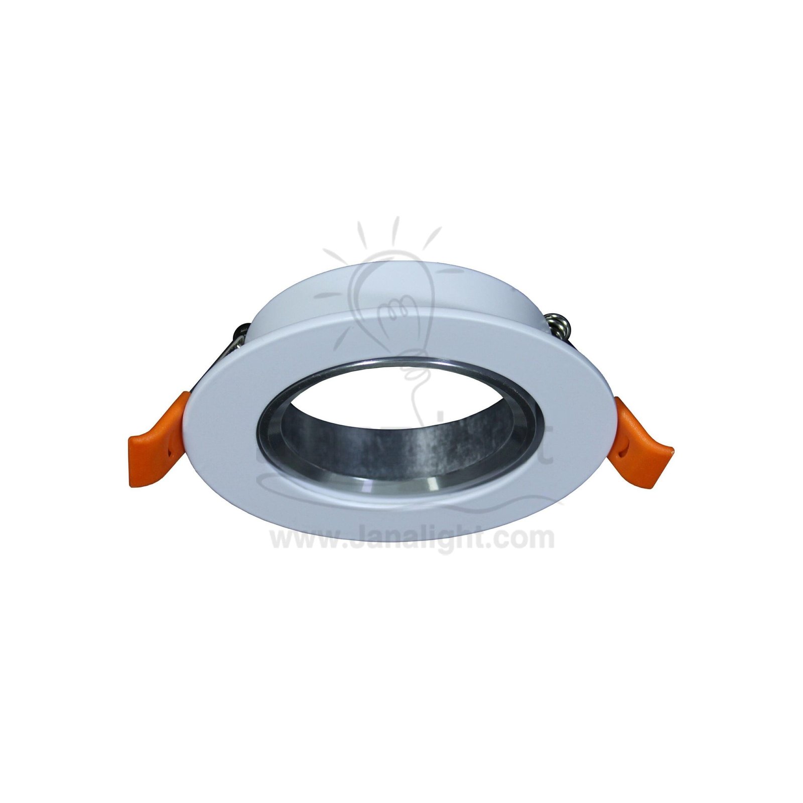 سبوت مدور ابيض فريم وحلق فضي فارغ المنيوم جنى لايت JN-434 Round recessed frame spotlight white and silver